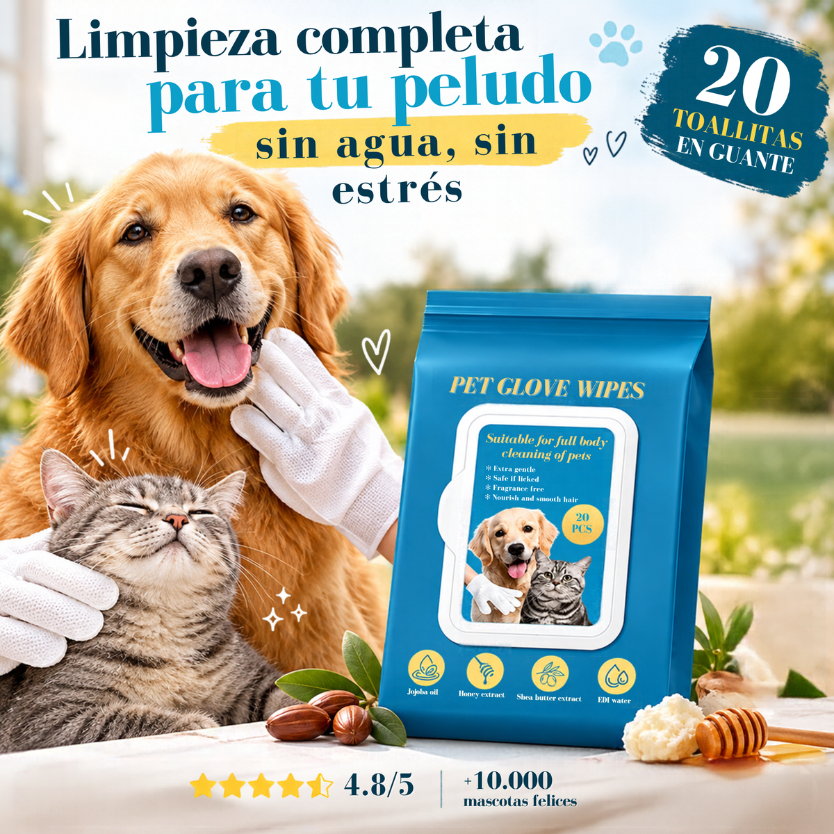 Pet glove wipes